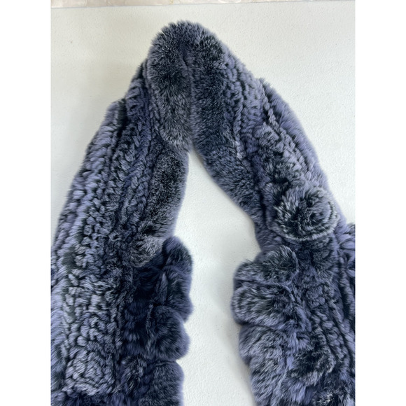 100% Rabbit Fur Scarf Shawl Collar Wrap Wave Edge Neck Warmer - Picture 5 of 11